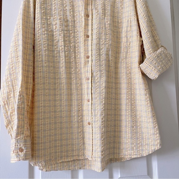 J.L. Powell Plaid Button Down Shirt Men’s XL Long Sleeve Cotton In Yellow - Picture 4 of 10